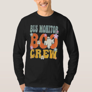 Bus Monitor Boo Crew Ghost Retro Groovy Halloween T-Shirt
