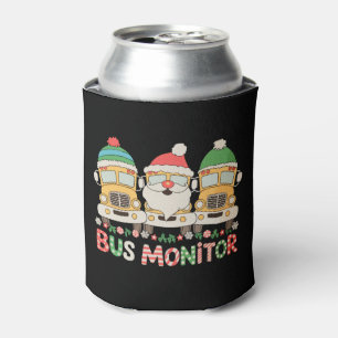 Bus Monitor Santa Hat Snow Xmas Lights Christmas Can Cooler