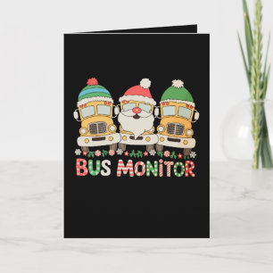 Bus Monitor Santa Hat Snow Xmas Lights Christmas Card