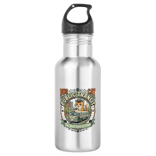 Bus Public Transit Cat Bus Public Transit Cat Vint 532 Ml Water Bottle