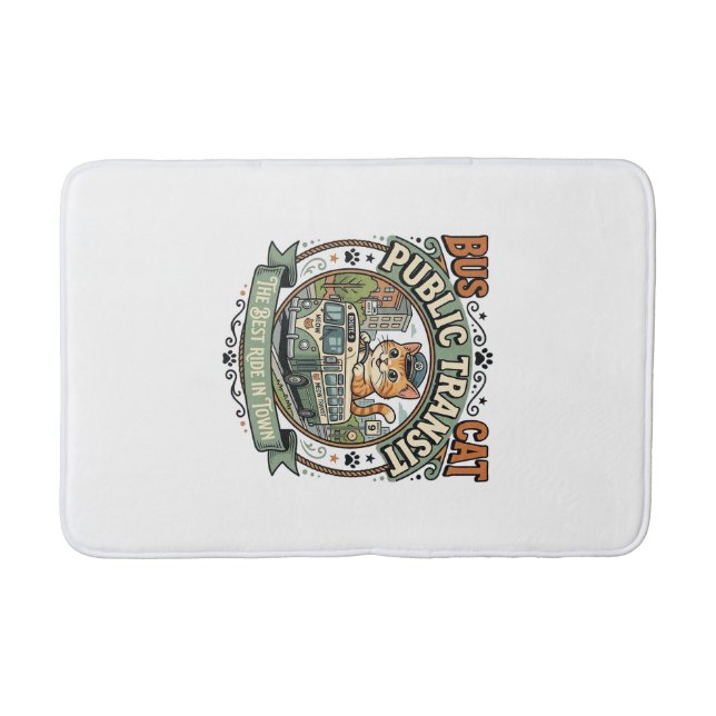 Bus Public Transit Cat Bus Public Transit Cat Vint Bath Mat (Front)
