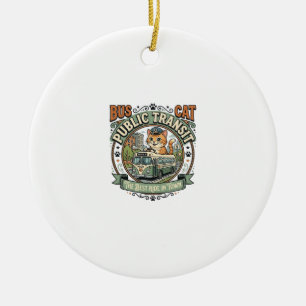 Bus Public Transit Cat Bus Public Transit Cat Vint Ceramic Tree Decoration