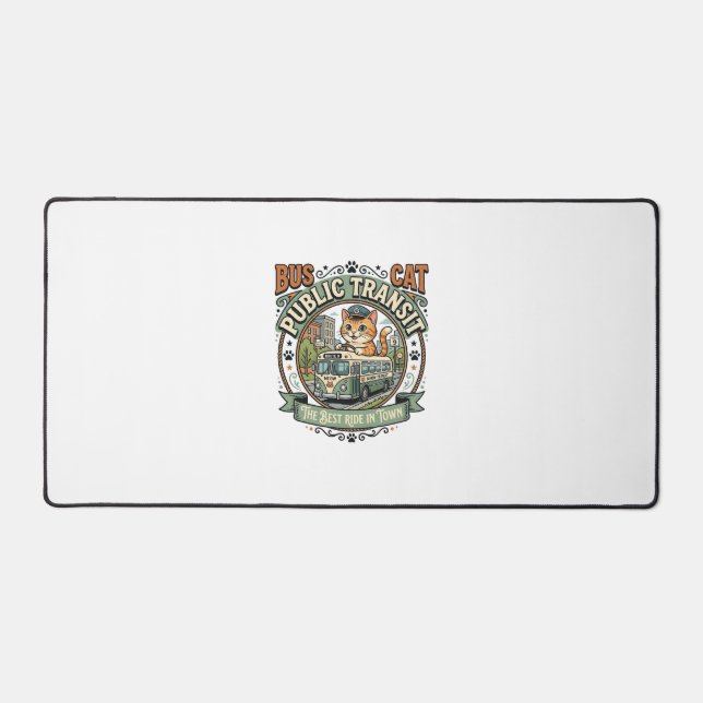 Bus Public Transit Cat Bus Public Transit Cat Vint Desk Mat (Front)