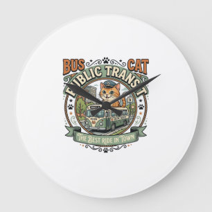 Bus Public Transit Cat Bus Public Transit Cat Vint Large Clock