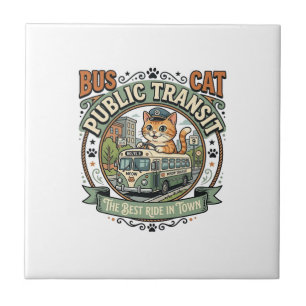 Bus Public Transit Cat Bus Public Transit Cat Vint Tile