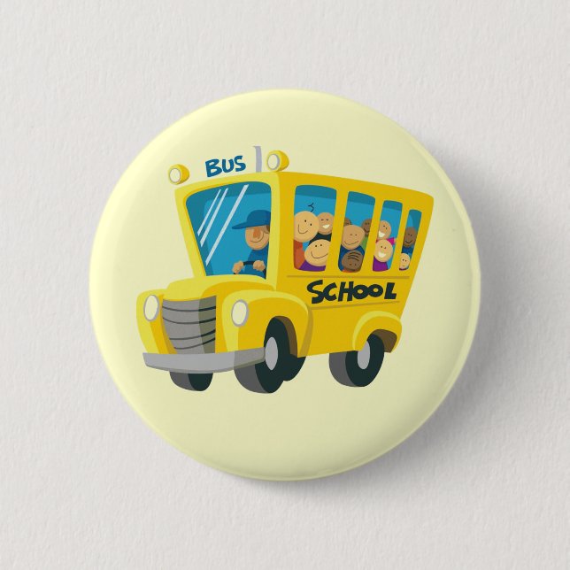 Bus school - 6 cm round badge (Front)