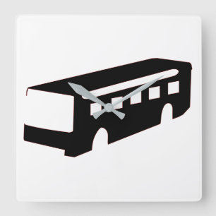 Bus Silhouette Square Wall Clock