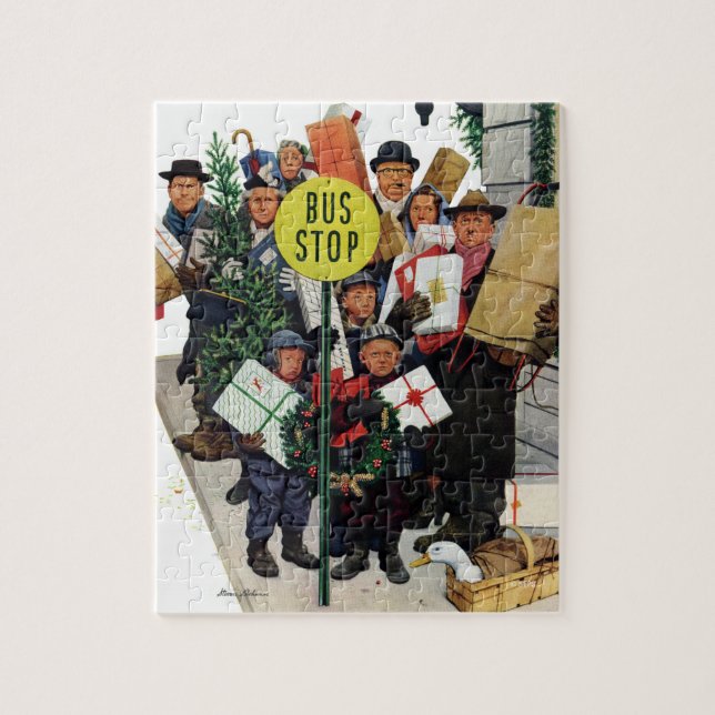 Bus Stop at Christmas Jigsaw Puzzle (Vertical)