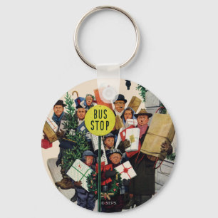 Bus Stop at Christmas Key Ring