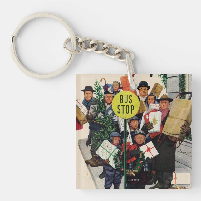 Bus Stop at Christmas Key Ring (Front)