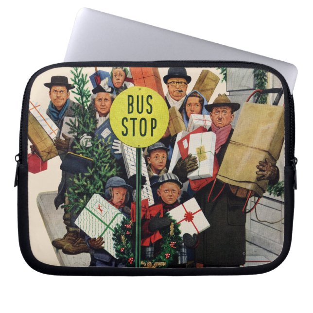 Bus Stop at Christmas Laptop Sleeve (Front)