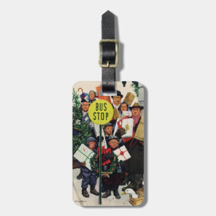 Bus Stop at Christmas Luggage Tag