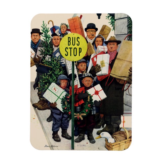 Bus Stop at Christmas Magnet (Vertical)