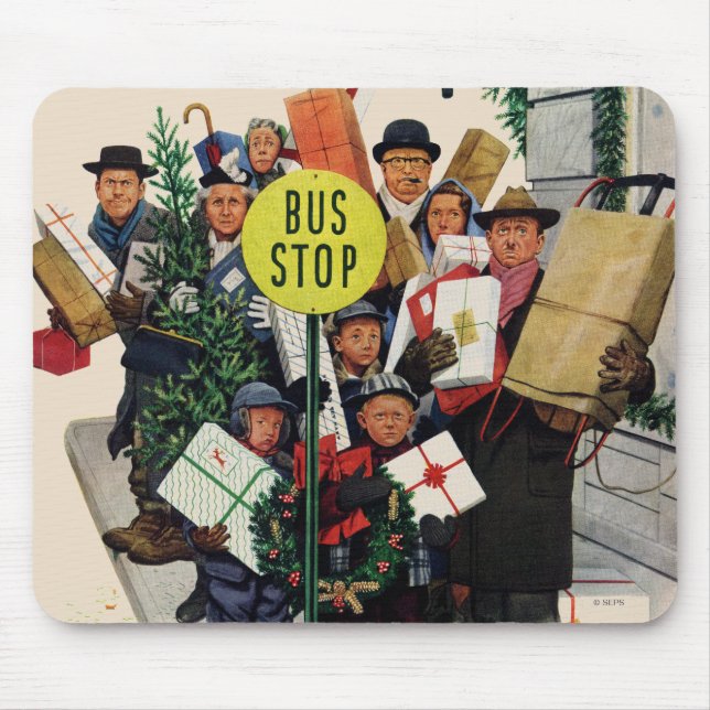 Bus Stop at Christmas Mouse Mat (Front)