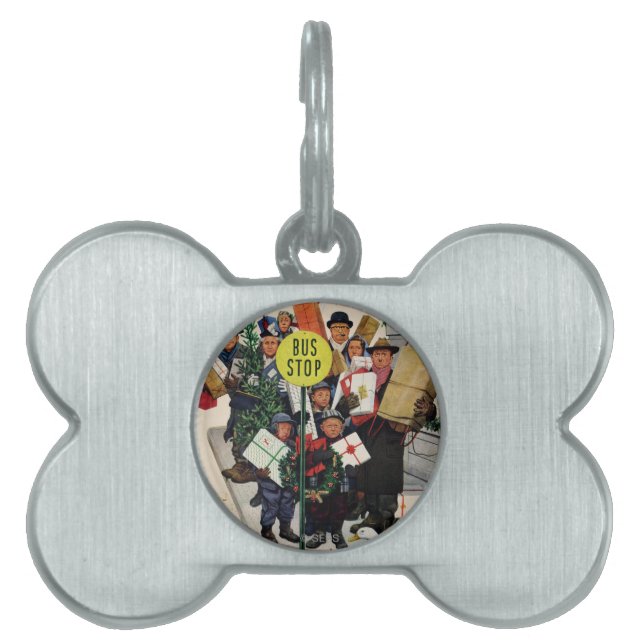 Bus Stop at Christmas Pet ID Tag (Front)