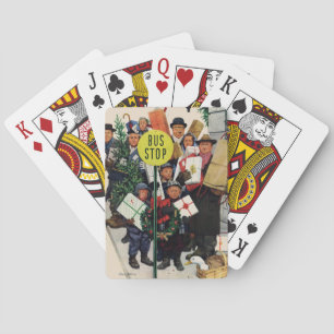 Bus Stop at Christmas Playing Cards