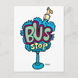 Bus Stop Bird Postcard