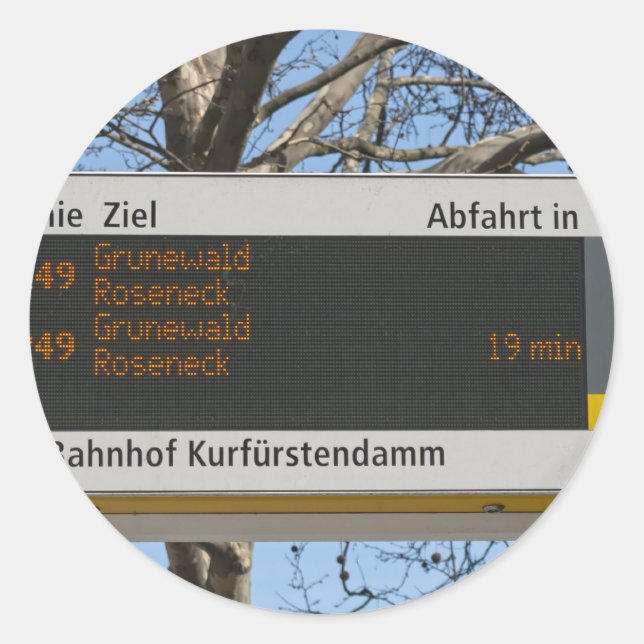 Bus Stop Sign in Berlin Classic Round Sticker (Front)
