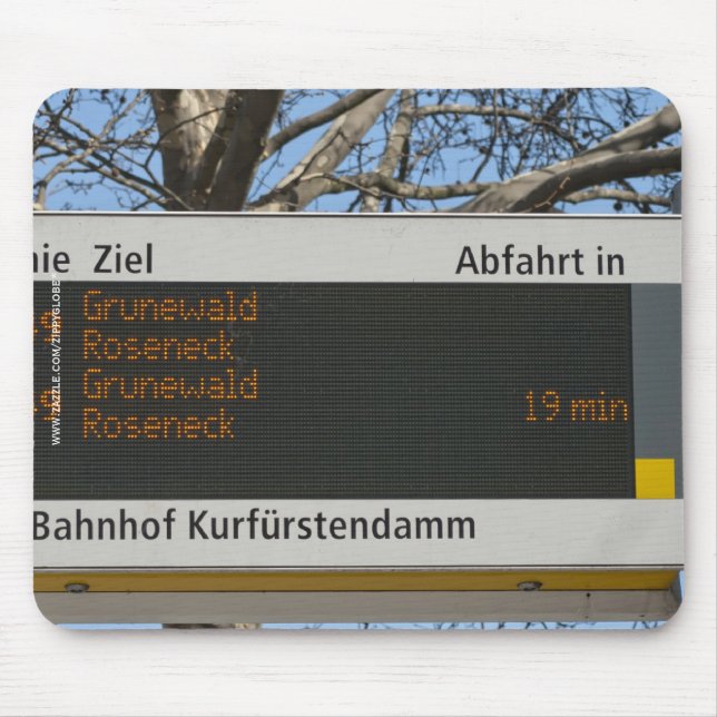 Bus Stop Sign in Berlin Mouse Mat (Front)