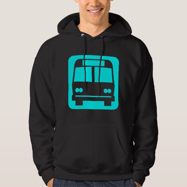 Bus symbol - Cyan Hoodie (Front)