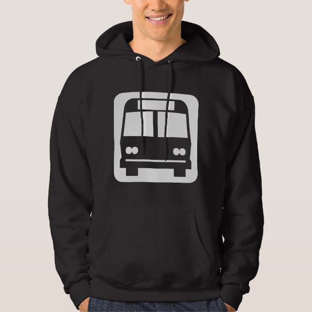 Bus symbol - White on Dark Hoodie (Front)