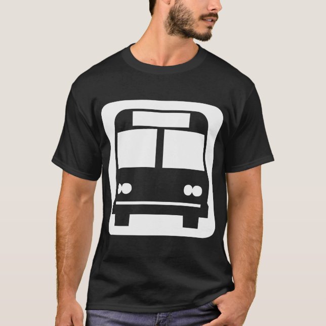 Bus symbol - White on Dark T-Shirt (Front)