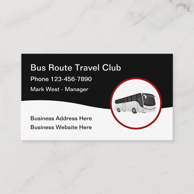 Bus Tour Travel Club Business Card (Front)