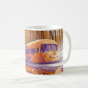 bus vintage avec des motifs artistiques colorés.   coffee mug