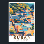 Busan Gamcheon Culture Village Travel Art Vintage Poster<br><div class="desc">Busan retro vector travel design. Busan,  a large port city in South Korea,  is known for its beaches,  mountains and temples.</div>