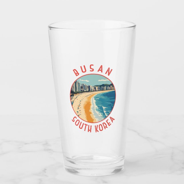 Busan Haeundae Beach Retro Distressed Circle Glass (Front)