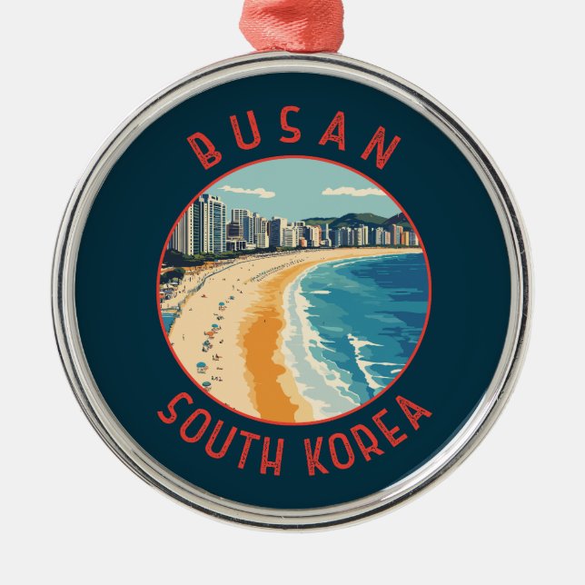 Busan Haeundae Beach Retro Distressed Circle Metal Tree Decoration (Front)