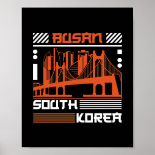 Busan South Korea Bridge Skyline Graphic Modern Poster