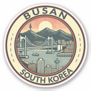 Busan South Korea Bridge Travel Art Badge
