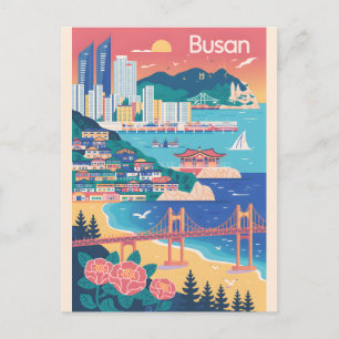 Busan South Korea Retro Travel Poster Art Holiday Postcard
