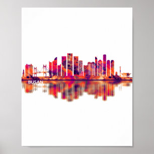 Busan South Korea Skyline Poster