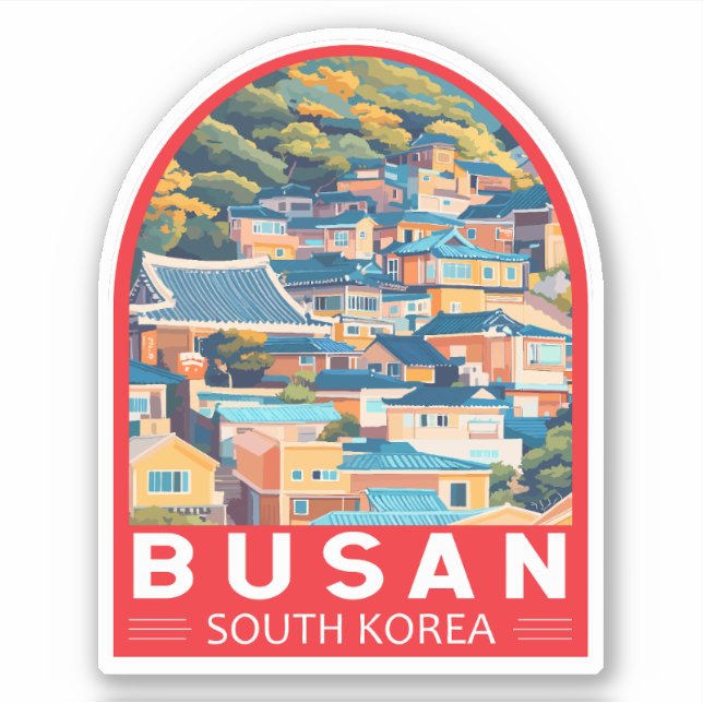Busan South Korea Travel Art Emblem (Front)
