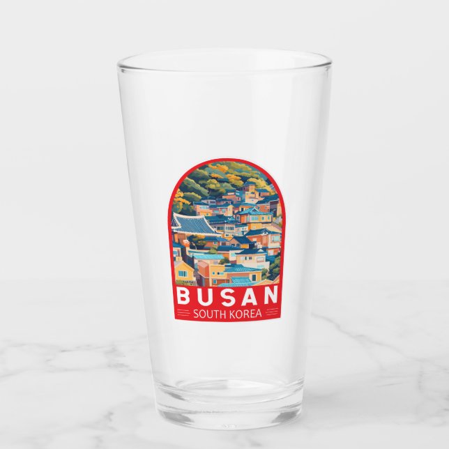 Busan South Korea Travel Art Emblem Glass (Front)