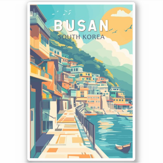 Busan South Korea Travel Art Vintage (Front)