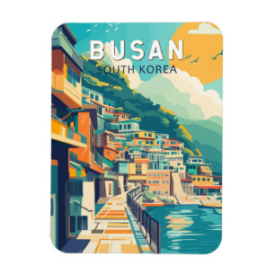 Busan South Korea Travel Art Vintage Magnet