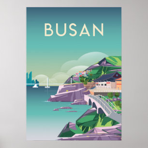 Busan South korea travel poster