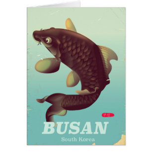 Busan South Korean vintage style travel poster