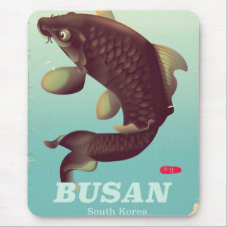 Busan South Korean vintage style travel poster Mouse Mat