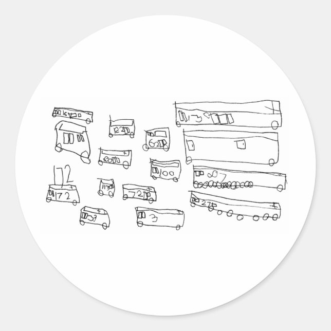 Buses Classic Round Sticker (Front)