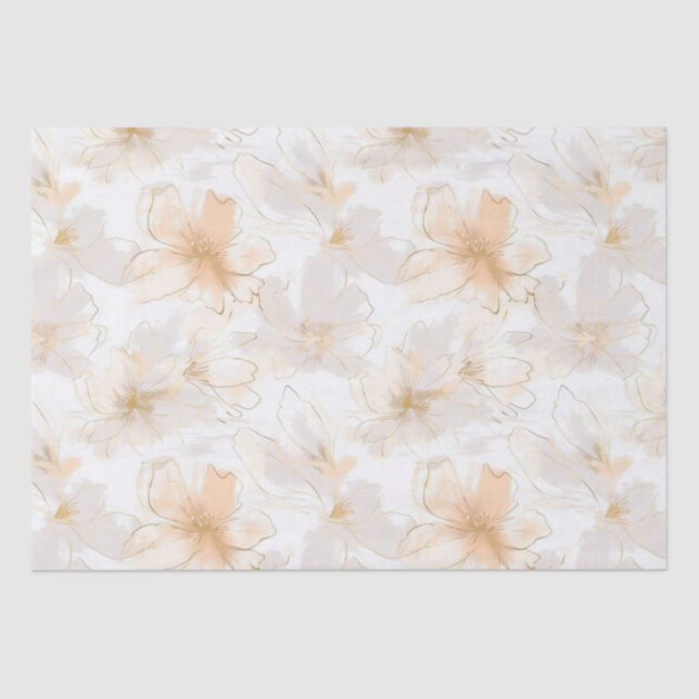 Bush and Taupe Modern Art Floral Tissue Paper (Front)