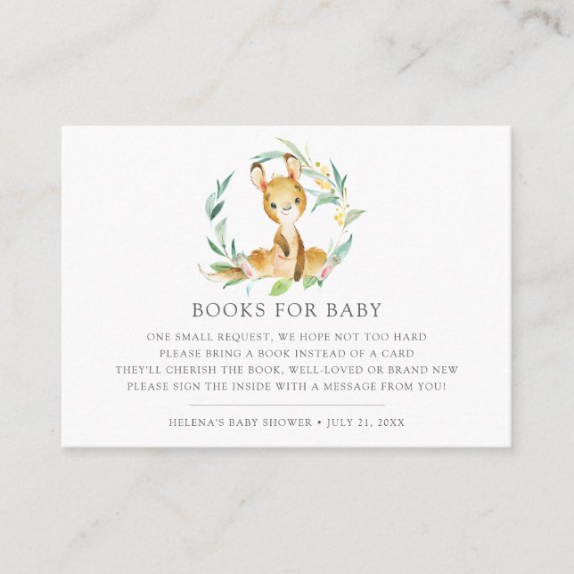 Bush Baby Kangaroo Baby Shower Book Request Cards (Front)