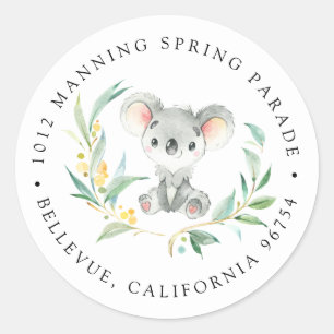 Bush Baby Koala Return Address Classic Round Sticker