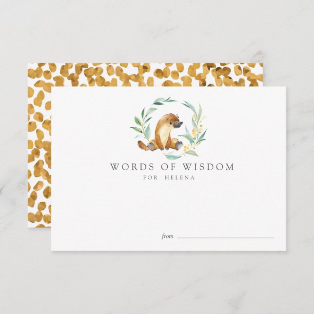 Bush Baby Platypus Baby Shower Advice Cards (Front/Back)