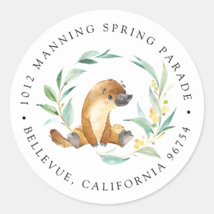Bush Baby Platypus Return Address Classic Round Sticker