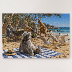 Bush BBQ with Kangaroos and Koalas Jigsaw Puzzle