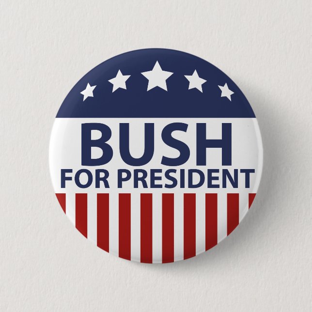 Bush For President 6 Cm Round Badge (Front)